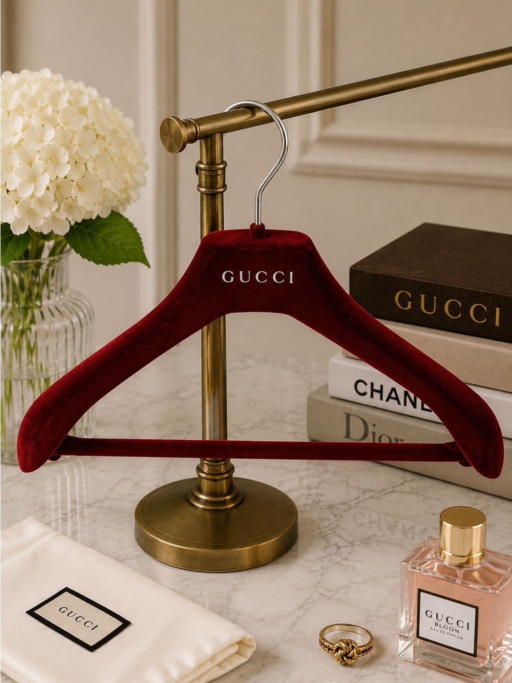Gucci Red Velvet Designer Clothes Hanger